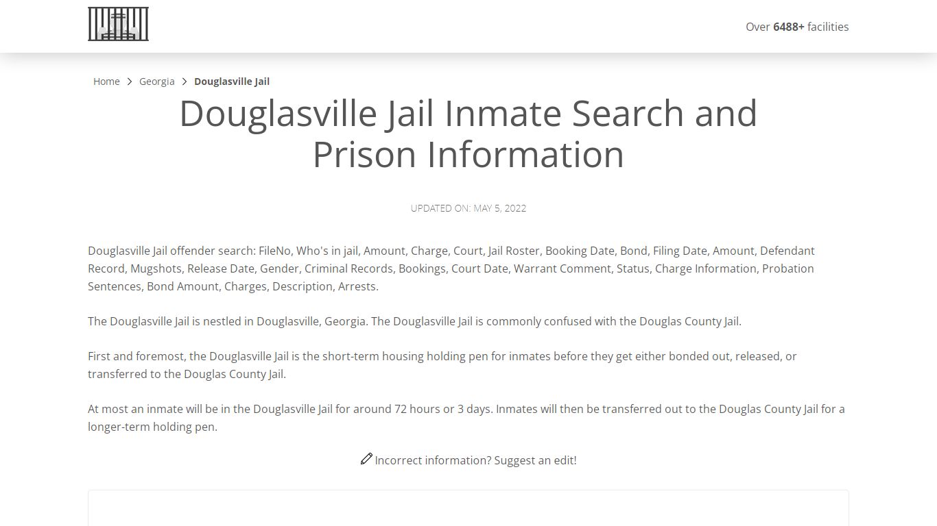 Douglasville Jail Inmate Search, Visitation, Phone no ...